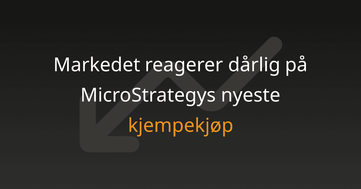 Markedet reagerer dårlig på MicroStrategys nyeste kjempekjøp