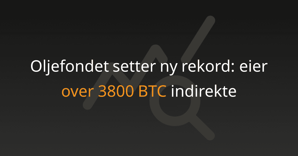 Oljefondet setter ny rekord: eier over 3800 BTC indirekte